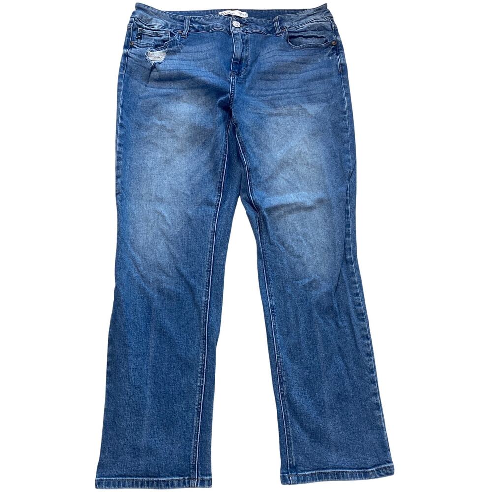 KanCan Exclusively for Maurices Jeans Size 16 Mid Rise Straight Distressed Blue